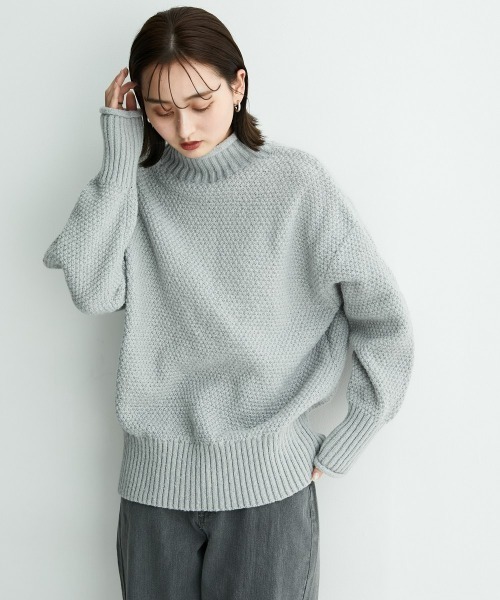 nissen(ニッセン)の「ハイネックラーベン編オーバーサイズニット(ニット/セーター・レディース・アイボリー/ブラック/ブルー/ピンク/ライトグレー・S~M/L~LL)」の10枚目の写真