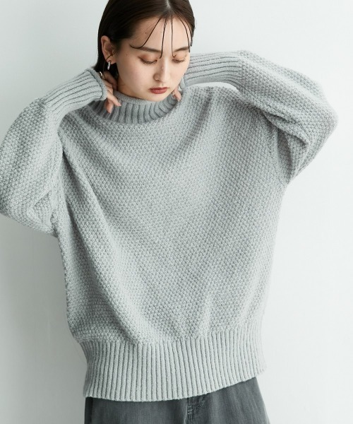 nissen(ニッセン)の「ハイネックラーベン編オーバーサイズニット(ニット/セーター・レディース・アイボリー/ブラック/ブルー/ピンク/ライトグレー・S~M/L~LL)」の21枚目の写真