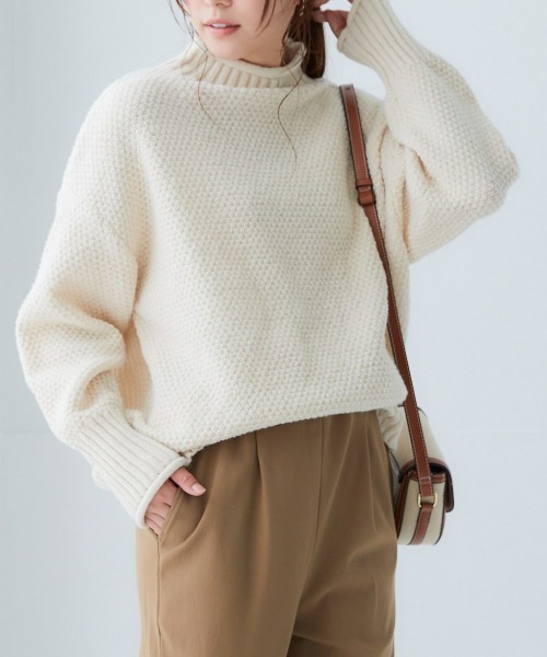 nissen(ニッセン)の「ハイネックラーベン編オーバーサイズニット(ニット/セーター・レディース・アイボリー/ブラック/ブルー/ピンク/ライトグレー・S~M/L~LL)」の17枚目の写真