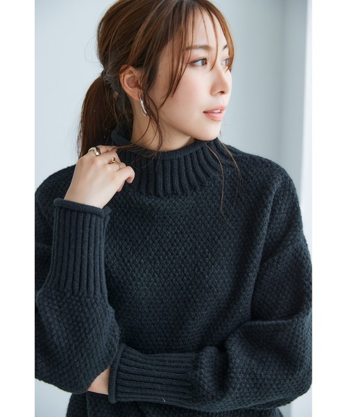 nissen(ニッセン)の「ハイネックラーベン編オーバーサイズニット(ニット/セーター・レディース・アイボリー/ブラック/ブルー/ピンク/ライトグレー・S~M/L~LL)」の6枚目の写真