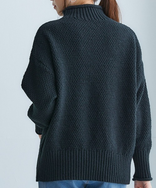 nissen(ニッセン)の「ハイネックラーベン編オーバーサイズニット(ニット/セーター・レディース・アイボリー/ブラック/ブルー/ピンク/ライトグレー・S~M/L~LL)」の9枚目の写真