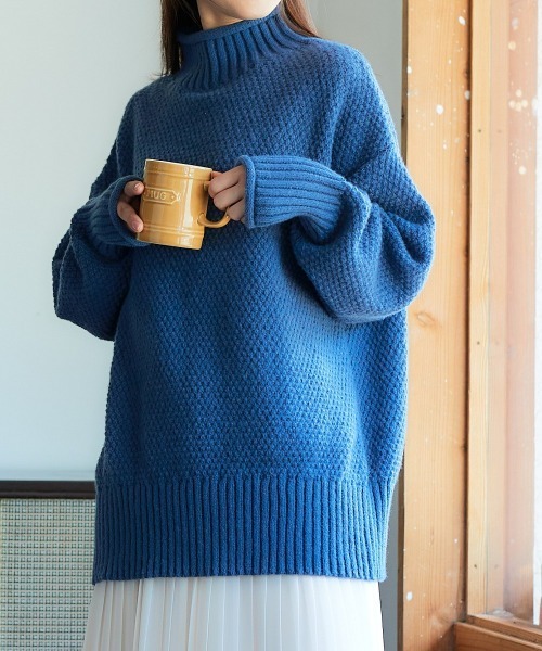 nissen(ニッセン)の「ハイネックラーベン編オーバーサイズニット(ニット/セーター・レディース・アイボリー/ブラック/ブルー/ピンク/ライトグレー・S~M/L~LL)」の19枚目の写真