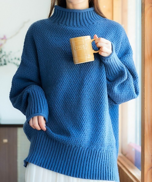 nissen(ニッセン)の「ハイネックラーベン編オーバーサイズニット(ニット/セーター・レディース・アイボリー/ブラック/ブルー/ピンク/ライトグレー・S~M/L~LL)」の20枚目の写真