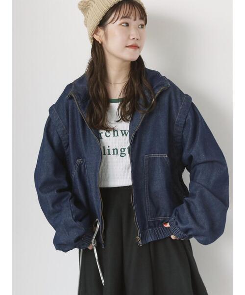 ehka sopo（エヘカソポ）の「袖取り外しデニムブルゾン（ブルゾン・レディース・ネイビー/グレー/ブルー・F）」の2枚目の写真
