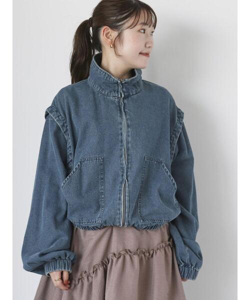 ehka sopo（エヘカソポ）の「袖取り外しデニムブルゾン（ブルゾン・レディース・ネイビー/グレー/ブルー・F）」の3枚目の写真