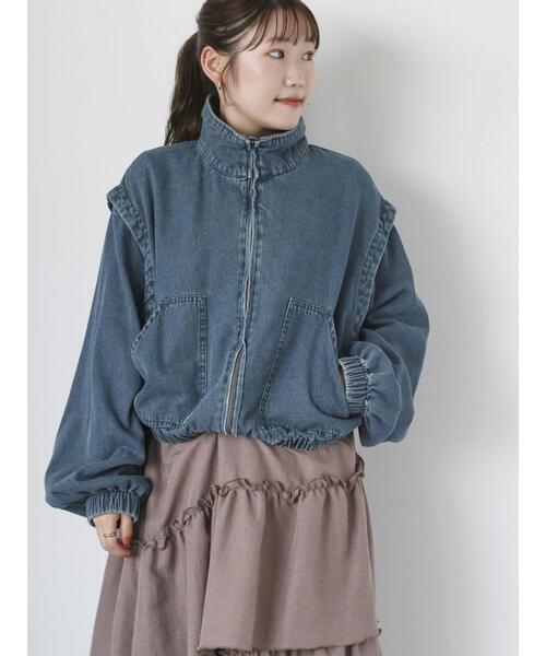 ehka sopo（エヘカソポ）の「袖取り外しデニムブルゾン（ブルゾン・レディース・ネイビー/グレー/ブルー・F）」の4枚目の写真