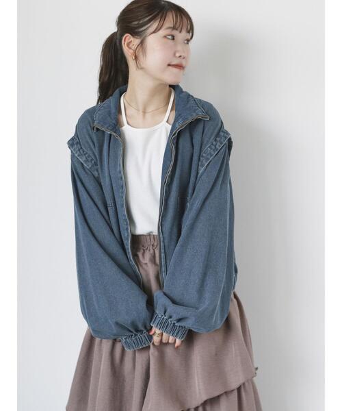 ehka sopo（エヘカソポ）の「袖取り外しデニムブルゾン（ブルゾン・レディース・ネイビー/グレー/ブルー・F）」の8枚目の写真