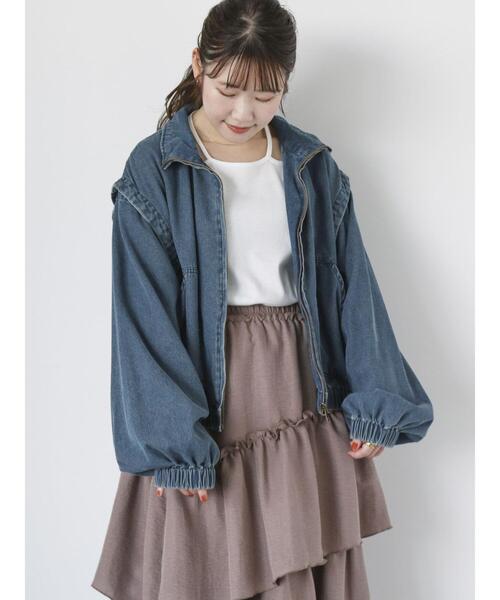 ehka sopo（エヘカソポ）の「袖取り外しデニムブルゾン（ブルゾン・レディース・ネイビー/グレー/ブルー・F）」の9枚目の写真