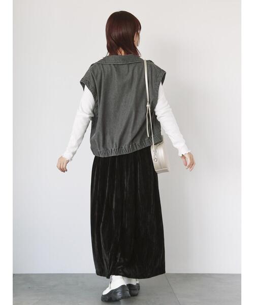 ehka sopo（エヘカソポ）の「袖取り外しデニムブルゾン（ブルゾン・レディース・ネイビー/グレー/ブルー・F）」の20枚目の写真