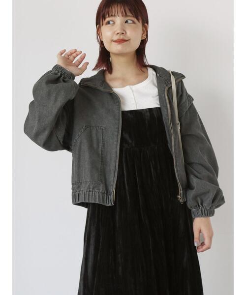 ehka sopo（エヘカソポ）の「袖取り外しデニムブルゾン（ブルゾン・レディース・ネイビー/グレー/ブルー・F）」の21枚目の写真