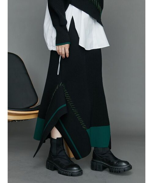 UN3D. POINT STITCH KNIT SK BLACK