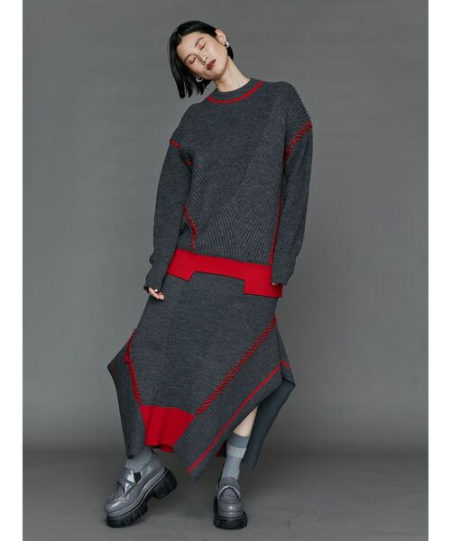 UN3D. アンスリード ポイントステッチニットスカート ロングスカート UN3D.（アンスリード）の「POINT STITCH KNIT SK / ポイントステッチ