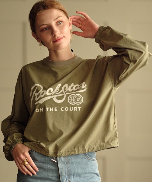 Mia   （ミア）の「テキストドロストPO（Tシャツ/カットソー・レディース・カーキ/オフホワイト/チャコールグレー・FREE）」の3枚目の写真