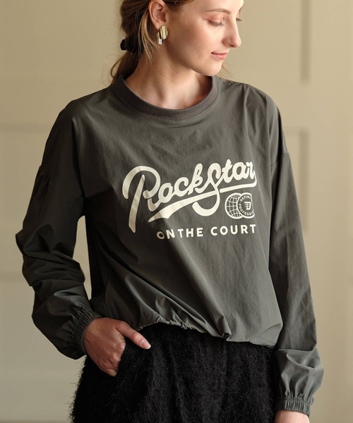 Mia   （ミア）の「テキストドロストPO（Tシャツ/カットソー・レディース・カーキ/オフホワイト/チャコールグレー・FREE）」の8枚目の写真