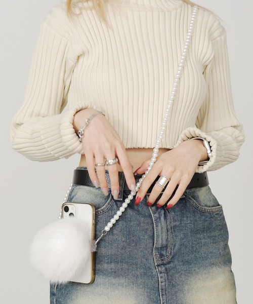 セール】Cell phoneshoulder with fluffyfur/もこもこファー付き