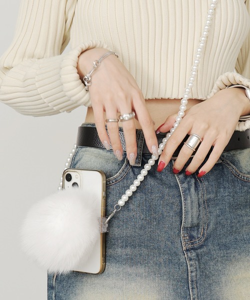 セール】Cell phoneshoulder with fluffyfur/もこもこファー付き