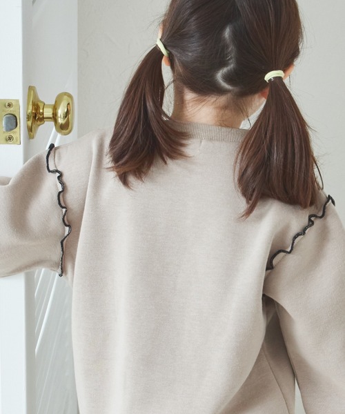 pairmanon(ペアマノン)の「裏起毛 配色メロー トレーナー(スウェット・キッズ・ブラック/ライトブルー/ベージュ/パープル/ピンク・90/120/150/100/110/130/140)」の9枚目の写真