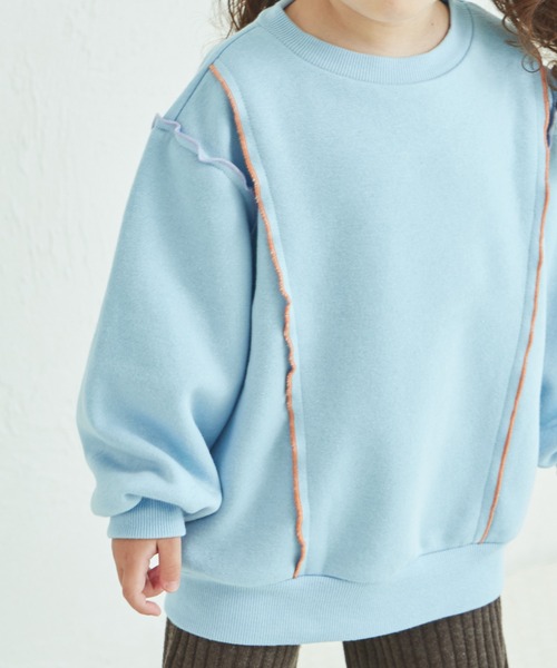 pairmanon(ペアマノン)の「裏起毛 配色メロー トレーナー(スウェット・キッズ・ブラック/ライトブルー/ベージュ/パープル/ピンク・90/120/150/100/110/130/140)」の10枚目の写真