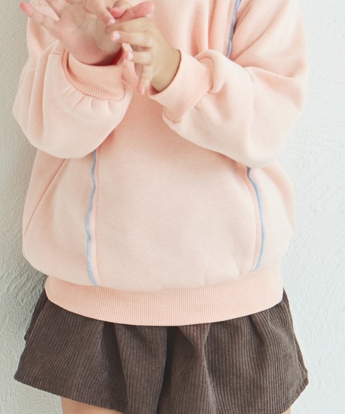 pairmanon(ペアマノン)の「裏起毛 配色メロー トレーナー(スウェット・キッズ・ブラック/ライトブルー/ベージュ/パープル/ピンク・90/120/150/100/110/130/140)」の14枚目の写真