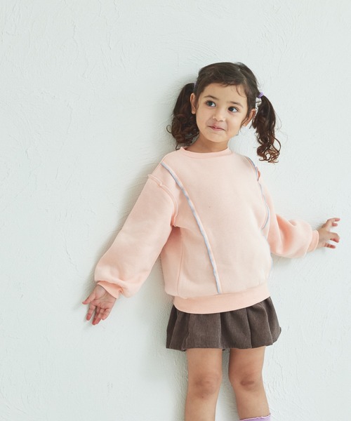 pairmanon(ペアマノン)の「裏起毛 配色メロー トレーナー(スウェット・キッズ・ブラック/ライトブルー/ベージュ/パープル/ピンク・90/120/150/100/110/130/140)」の15枚目の写真