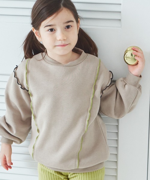 pairmanon(ペアマノン)の「裏起毛 配色メロー トレーナー(スウェット・キッズ・ブラック/ライトブルー/ベージュ/パープル/ピンク・90/120/150/100/110/130/140)」の17枚目の写真