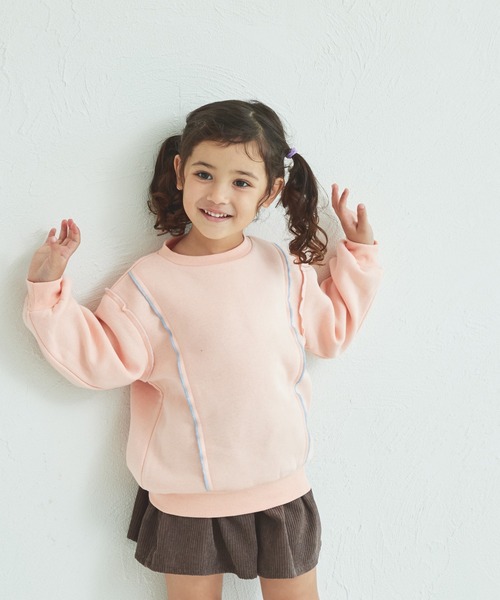 pairmanon(ペアマノン)の「裏起毛 配色メロー トレーナー(スウェット・キッズ・ブラック/ライトブルー/ベージュ/パープル/ピンク・90/120/150/100/110/130/140)」の19枚目の写真