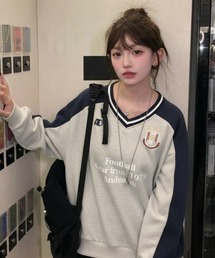 SHEPP（シープ）の「《新色ブラウン・ブラック追加》【お気に入り数2万人突破!】バイカラー ゲームシャツ ポンチスウェット プルオーバートップス（スウェット）」