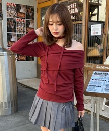 RAY CASSIN | 【1枚で映え】チョーカー付オフショルデザインニット(ニット/セーター)