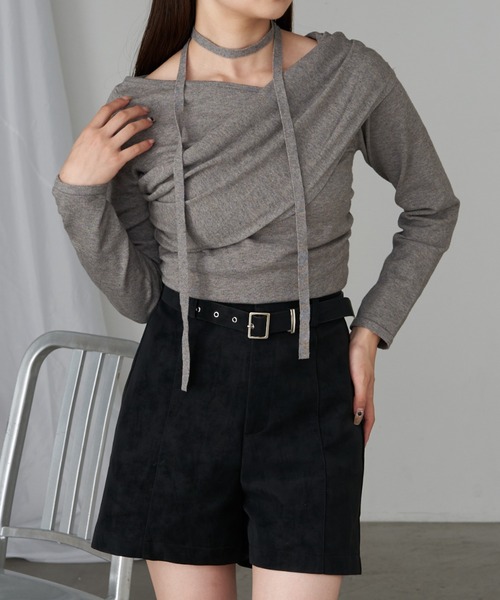 RAY CASSIN(レイカズン)の「【華奢見えが叶う】チョーカー付オフショルデザインニット(ニット/セーター・レディース・レッド/ブラウン/アイボリー/グレー/ピンク系その他2・FREE)」の22枚目の写真