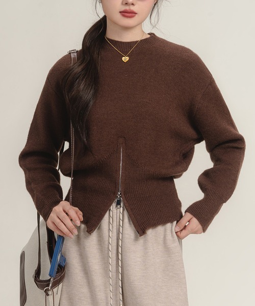 Miniministore(ミニミニストア)の「ニットトップス セーター 春秋冬 韓国風(ニット/セーター・レディース・ベージュ/ブラウン/グレー/ブラック・FREE)」の3枚目の写真