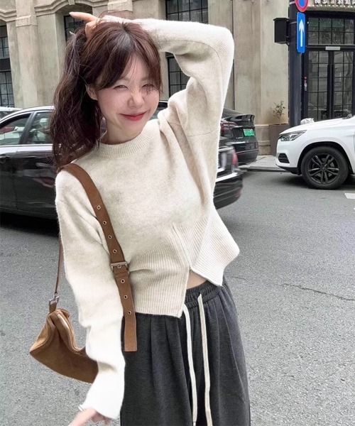 Miniministore(ミニミニストア)の「ニットトップス セーター 春秋冬 韓国風(ニット/セーター・レディース・ベージュ/ブラウン/グレー/ブラック・FREE)」の11枚目の写真