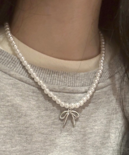 ☆今期新作☆フレイアイディー／パールリボン2wayネックレス【BLK】新品タグ付 パールリボン2wayネックレス(ネックレス)｜アクセサリー｜FRAY