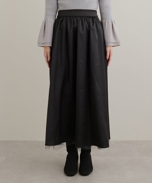 natural couture(ナチュラルクチュール)の「チュール×サテンリバーシブルスカート(スカート・レディース・モカ/オフホワイト/ブラック・FREE)」の21枚目の写真