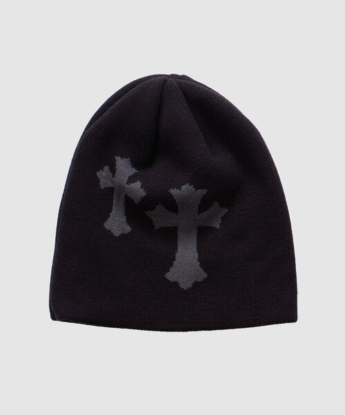 WHO'S WHO gallery（フーズフーギャラリー）の「クロスロゴシングルビーニー（ニットキャップ/ビーニー・レディース・ブラウン/ブラック・FREE）」の2枚目の写真