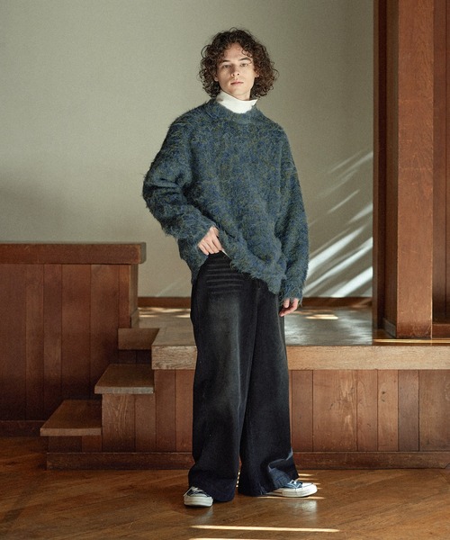 POLO CHAMPS 別注】ミックスシャギー貴族起毛クルーネックニット