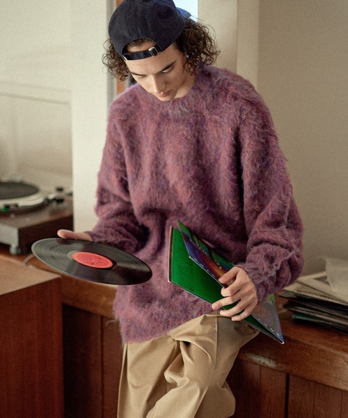 POLO CHAMPS 別注】ミックスシャギー貴族起毛クルーネックニット