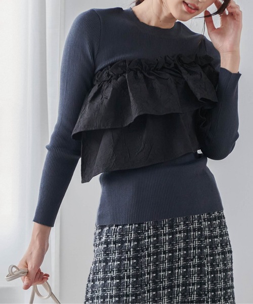 RANAN(ラナン)の「フリルドッキングリブニットプルオーバー(ニット/セーター・レディース・ベージュ/チャコール・S/M/L/LL)」の18枚目の写真