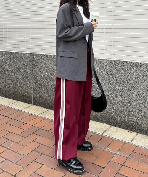 ISOOK / アイスー】サイドライントラックパンツ / ワイド