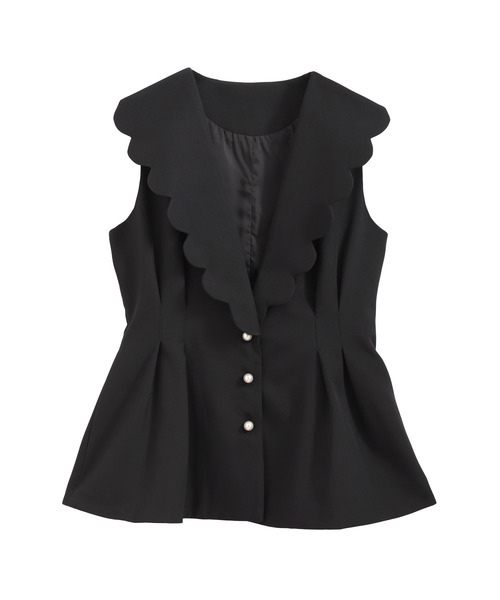 パールボタンスカラップジレ（ノーカラージャケット）｜MERAKI