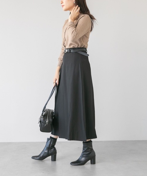 LinoU.(リノユー)の「ミモレ丈プリーツスカート(スカート・レディース・グレー/ブラック/カーキ・S/M/L)」の7枚目の写真