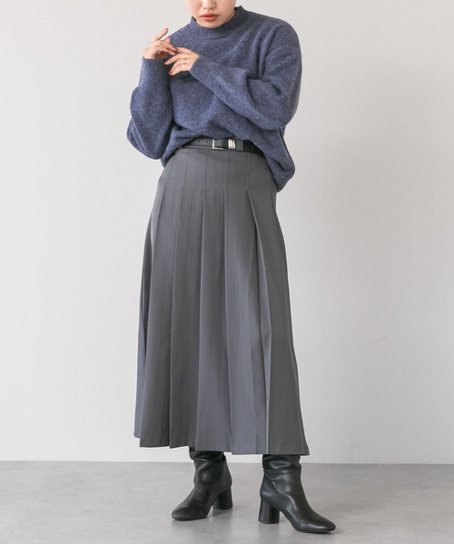LinoU.(リノユー)の「ミモレ丈プリーツスカート(スカート・レディース・グレー/ブラック/カーキ・S/M/L)」の8枚目の写真