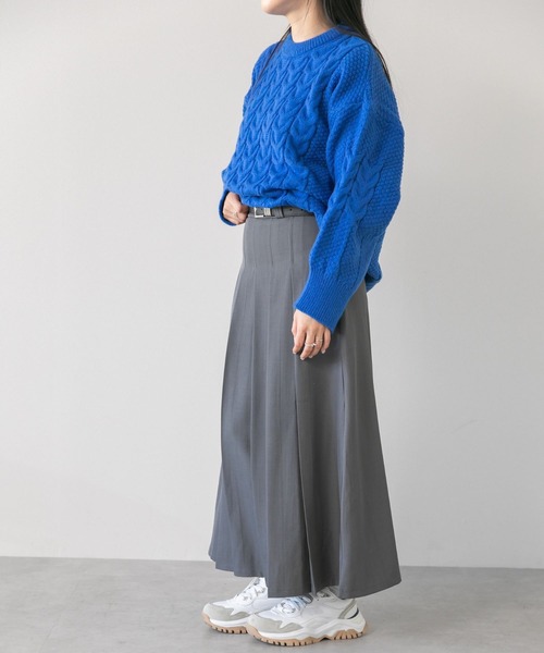 LinoU.(リノユー)の「ミモレ丈プリーツスカート(スカート・レディース・グレー/ブラック/カーキ・S/M/L)」の11枚目の写真