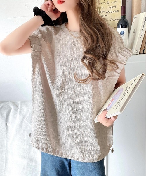 classicalelf(クラシカルエルフ)の「旬のスタイルを手に入れる。袖くしゅくしゅシャーリング風ジャガードトップス(Tシャツ/カットソー・レディース・グレイッシュベージュ/ブラック/アイボリー・X-LARGE/SMALL/MEDIUM/LARGE)」の22枚目の写真