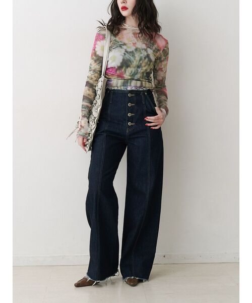 jouetie（ジュエティ）の「フォトプリントシアートップス【セットアップ対応】（Tシャツ/カットソー・レディース・ブルー/グリーン・MEDIUM）」の4枚目の写真