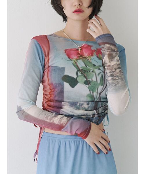 jouetie（ジュエティ）の「フォトプリントシアートップス【セットアップ対応】（Tシャツ/カットソー・レディース・ブルー/グリーン・MEDIUM）」の5枚目の写真