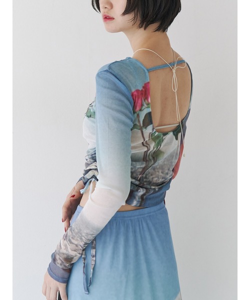 jouetie（ジュエティ）の「フォトプリントシアートップス【セットアップ対応】（Tシャツ/カットソー・レディース・ブルー/グリーン・MEDIUM）」の2枚目の写真