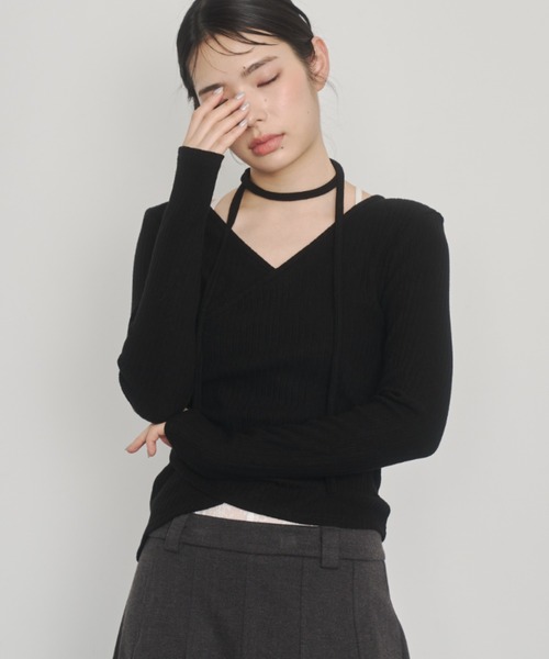 Happy John(ハッピージョン)の「design cut tops stall set/ストールデザインカットトップス(Tシャツ/カットソー・レディース・ブラック/ベージュ/ホワイト・FREE)」の3枚目の写真