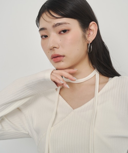 Happy John(ハッピージョン)の「design cut tops stall set/ストールデザインカットトップス(Tシャツ/カットソー・レディース・ブラック/ベージュ/ホワイト・FREE)」の7枚目の写真