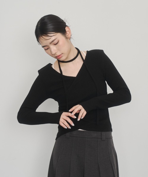 Happy John(ハッピージョン)の「design cut tops stall set/ストールデザインカットトップス(Tシャツ/カットソー・レディース・ブラック/ベージュ/ホワイト・FREE)」の13枚目の写真