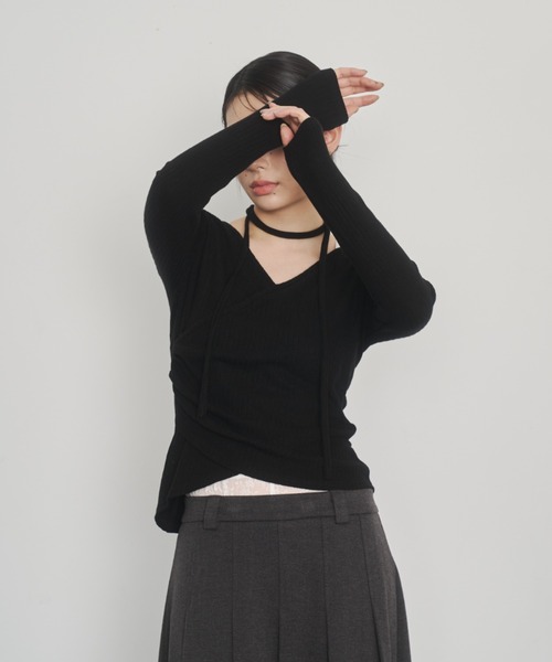 Happy John(ハッピージョン)の「design cut tops stall set/ストールデザインカットトップス(Tシャツ/カットソー・レディース・ブラック/ベージュ/ホワイト・FREE)」の14枚目の写真